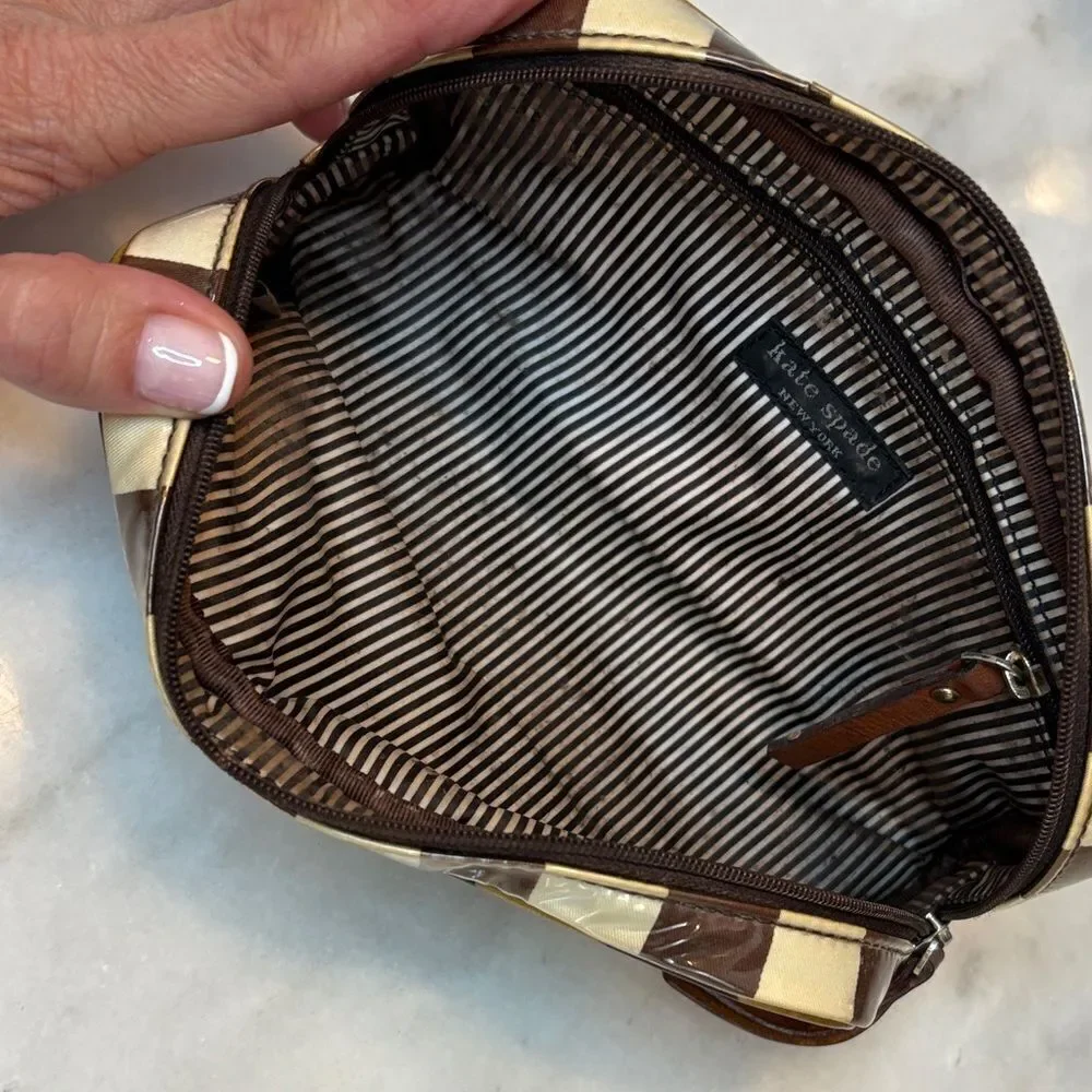 Kate Spade Striped Travel Cosmetic Case Pouch Clutch